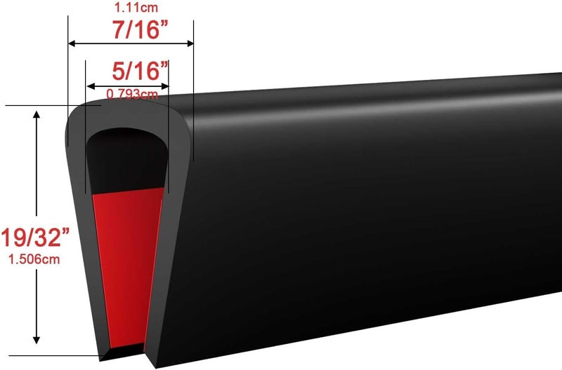 Pettyelf Silicone Edge Trim Self-Adhesive U Channel Silicone Edge Trim Edge Protector for Sheet Metal (Black, Fit 5/16" - L 10') - Image 2